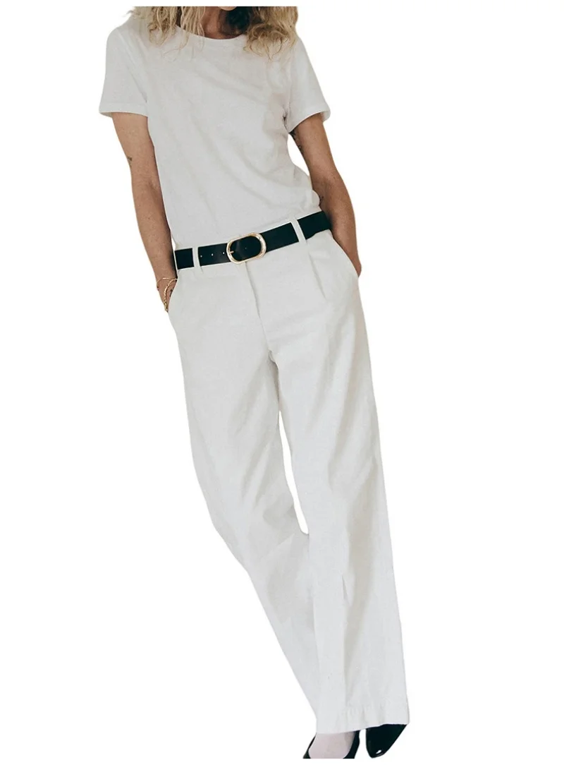 

Autumn And Winter Temperament Women Jeans Slim Stretch White Pants Casual Straight Leg Women's Belt