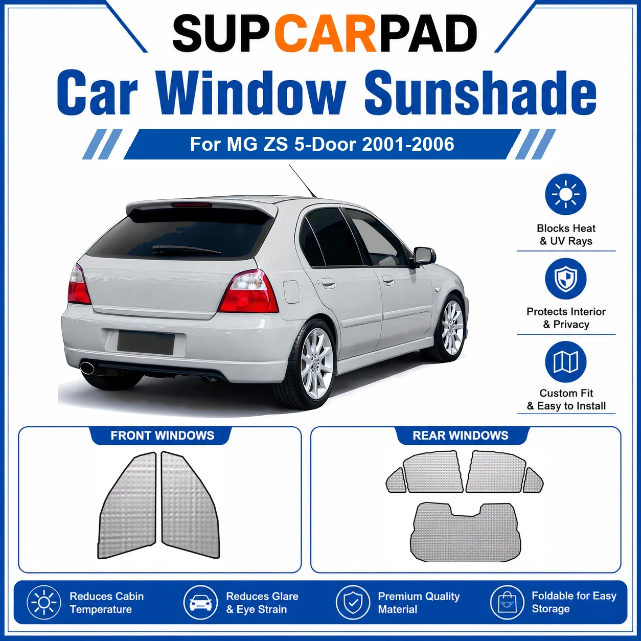 

For MG - MG ZS 5-Door 2001-2006 Full Set Car Window Sunshades UV Block Privacy Heat Insulated Foldable Car Curtain