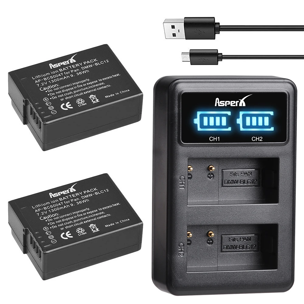 DMW-BLC12 BLC12 Bateria DMW-BLC12E DMW-BLC12PP Battery + Dual Charger for Panasonic Lumix DMC-G85,FZ200,FZ1000,G5,G6,G7,GH2,GX8