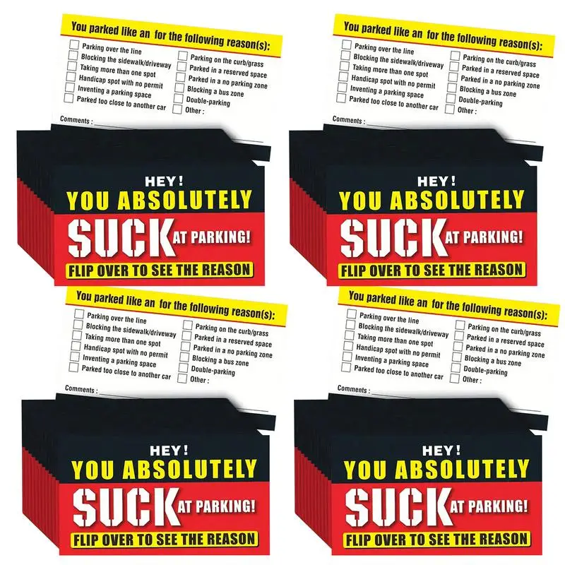Визиток для неправильной парковки 2x3,5 дюйма, карты для неправильной парковки, разные причины