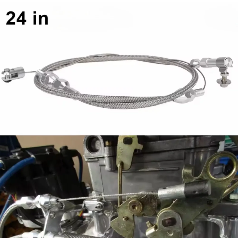 24in Throttle for cable Stainless Steel Build for Braided Mounting Fits For Ford For Mustang 86-93 302 and For Chevy LS1 97-07