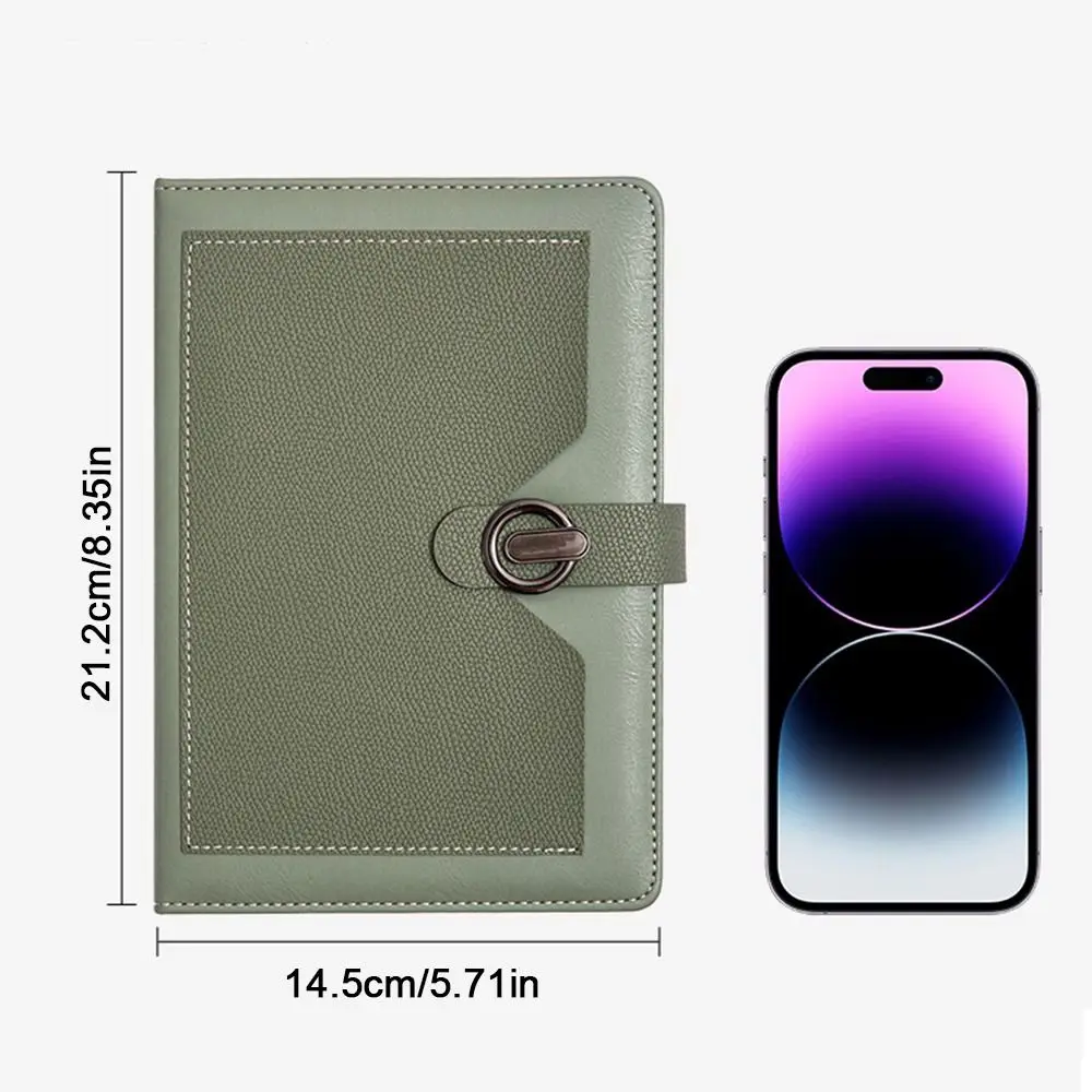 200 Pages A5 Notebook Magnetic Suction Buckle PU Leather Cover Business Office Notebook Horizontal Line Wear-resistant