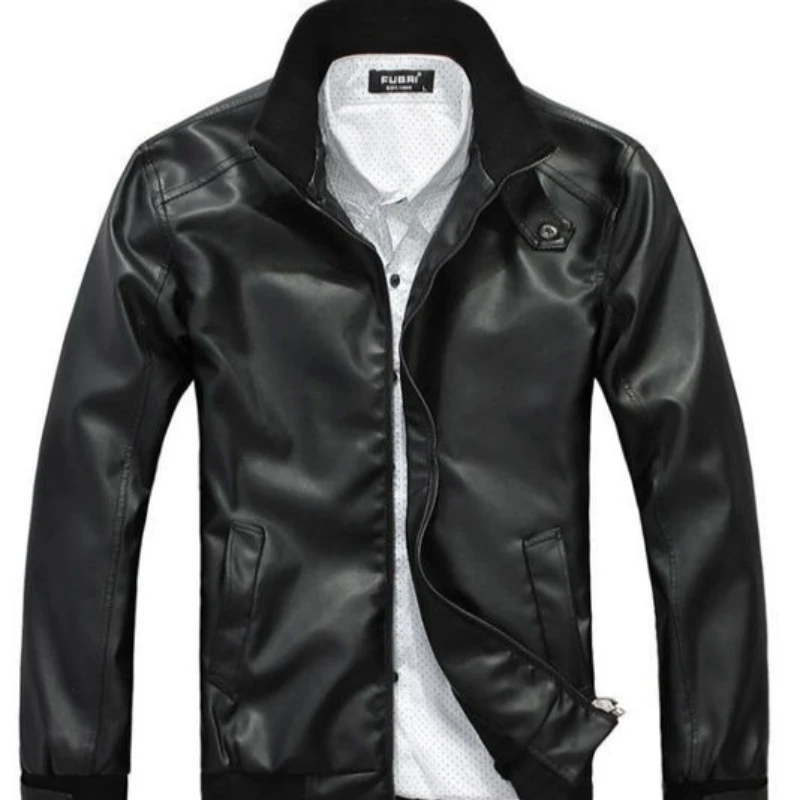 Korean Version Men's Motorcycle Jacket Slim Fit Standing Collar Casual Coat for Spring Autumn​