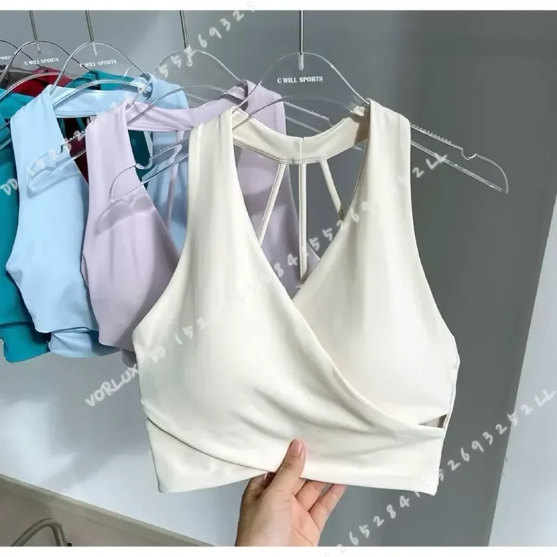 Seamless Padded Sports Bra for Women Shockproof Backless Yoga Crop Top Anti-Shock Workout Gym Fitness Bra Suit
