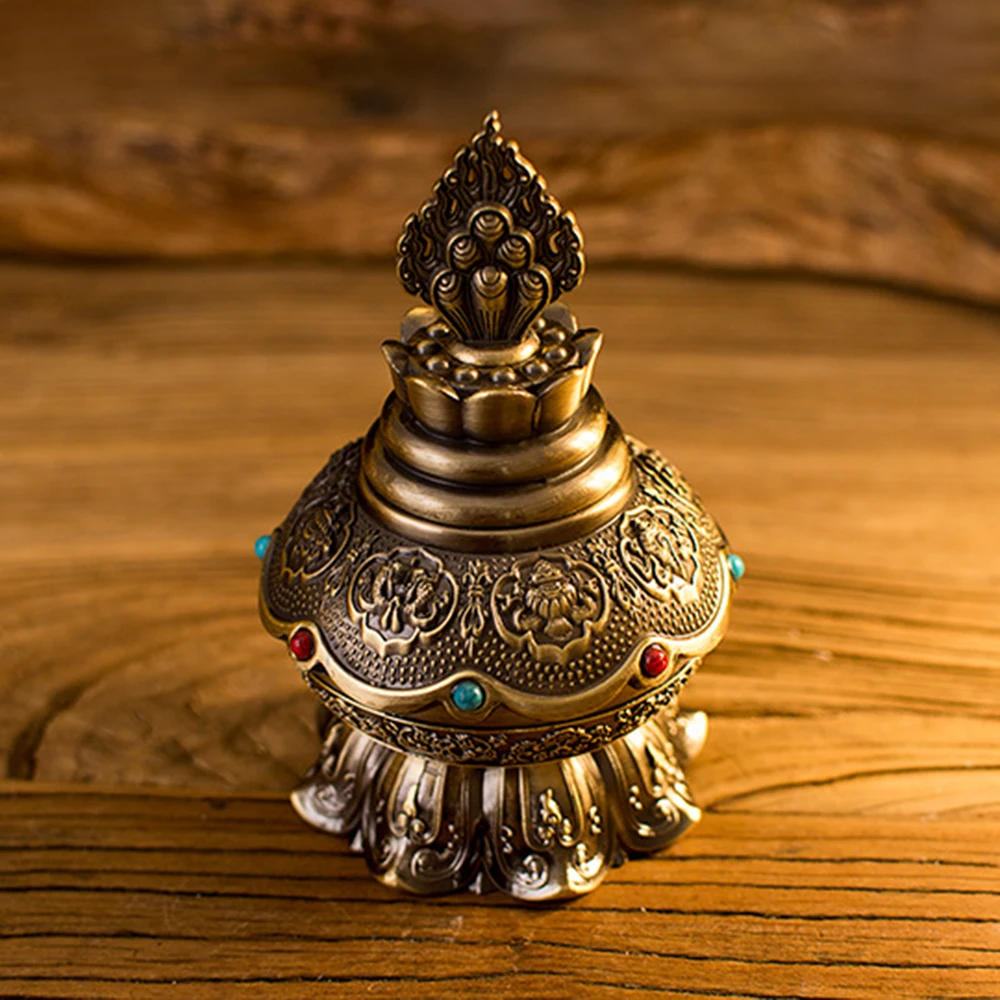 Eight-Auspicious Mani Treasure Bottle ornament, Nepalese craftsmanship Mammon Vase, Tantric artifacts Storable Ruyi bottle