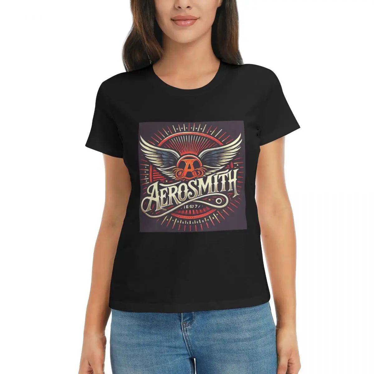 Camiseta de mujer Rock Aerosmith Band, camisetas de manga corta de verano, camisetas de algodón con cuello redondo, ropa Tops, ropa de calle