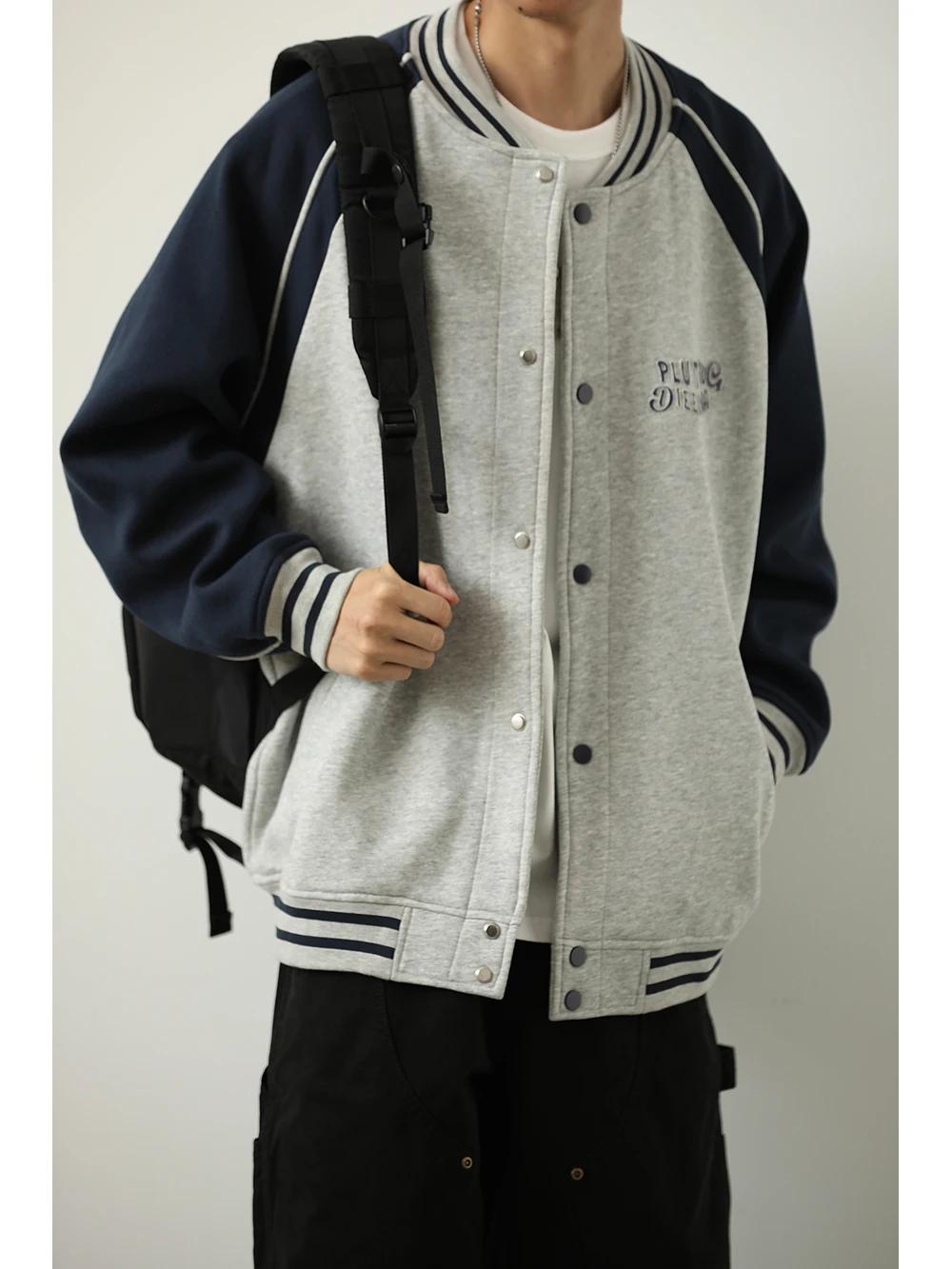 

LH Store Baseball Style Loose Fit Jacket Unisex Spring Autumn Casual Matching Couple Outerwear Youth Fashion Cotton Polyester