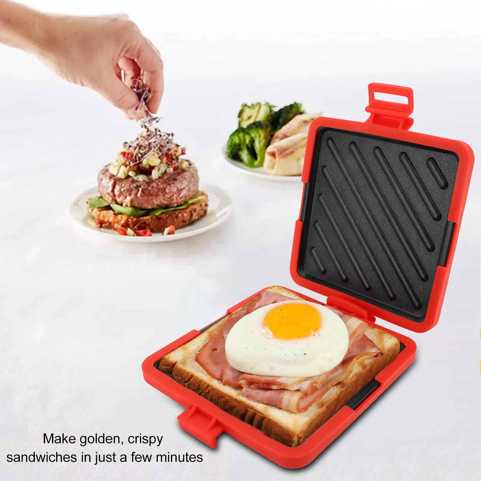 

Микроволновый тостер-сэндвичница с регулируемыми силиконовыми ремешками, без электричества, беспроводной