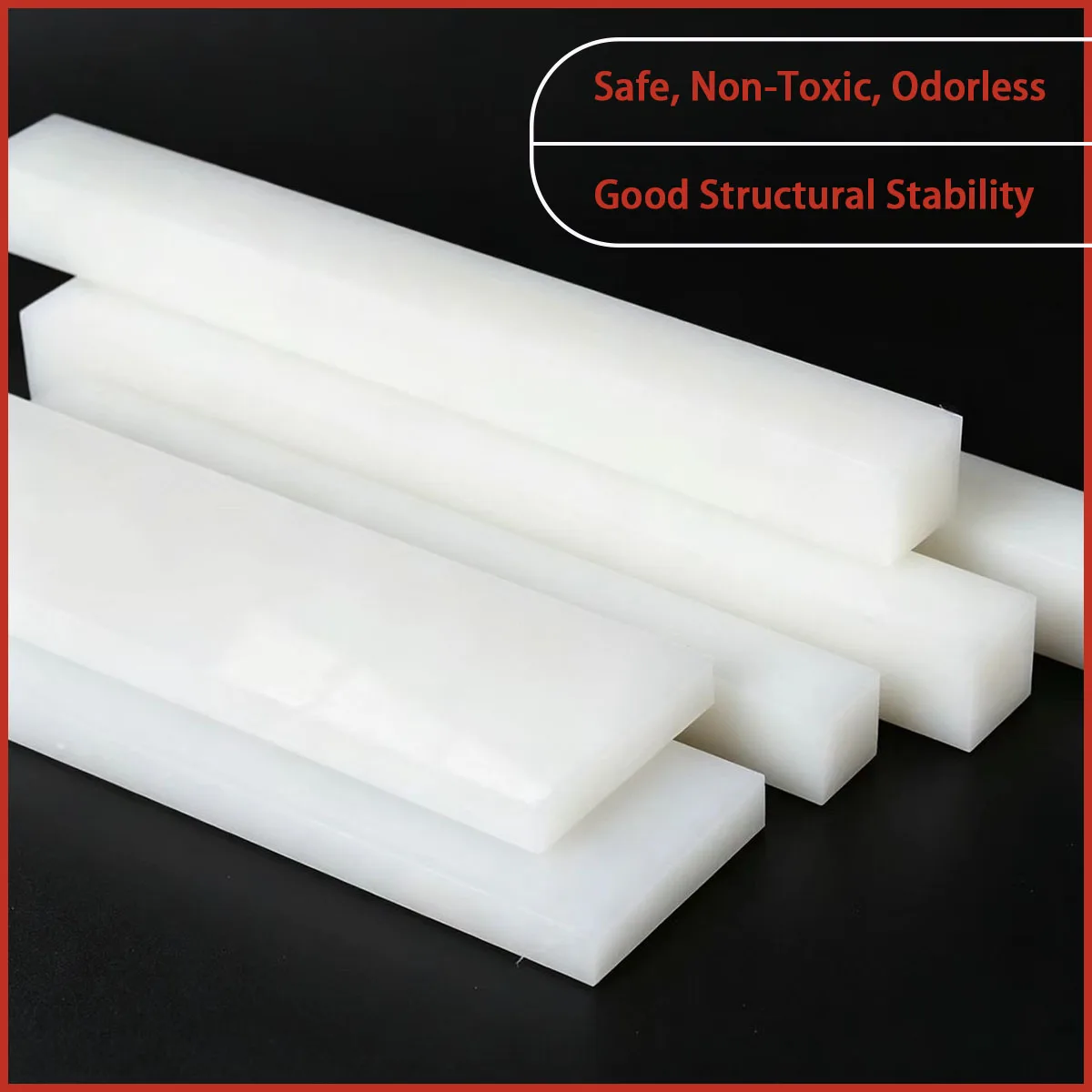 3mm-20mm thick white nylon square strip is used for tooling accessories, wear-resistant pads, protective components, etc