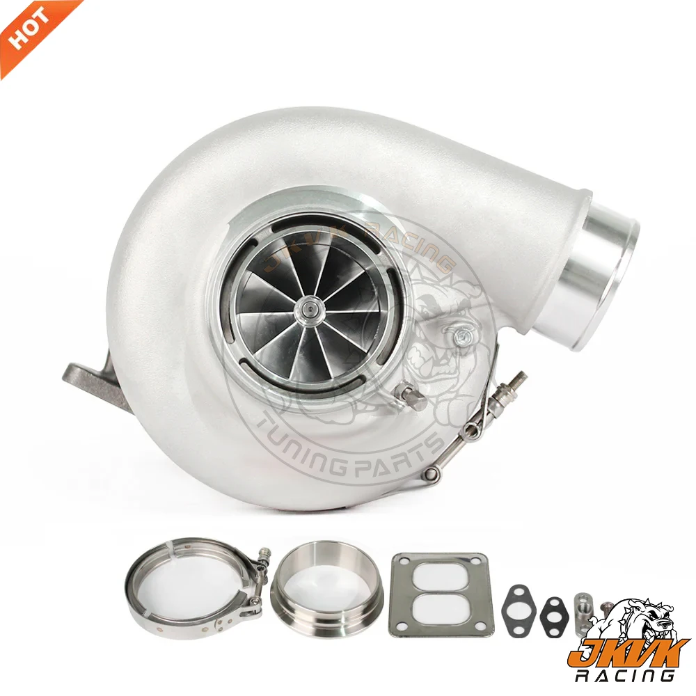 JKVK Racing G42-1200 T4 Journal Bearing Turbocharger Compact 73mm 1.15/1.25 0.85/1.01/1.15/1.28 Dual V-Band Housing 475-1200HP