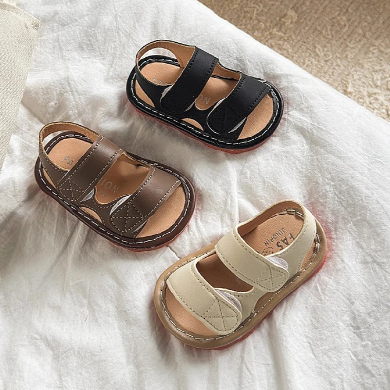Baby Casual Toddler Sandals2026summer New Simple Soft Single Shoe Young Child Retro Boys Anti Slip Outdoor Beach Walking Sandals