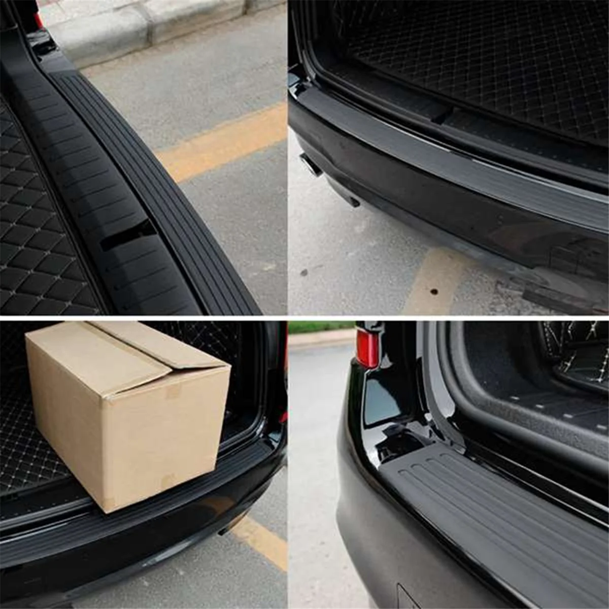 #87N Automotive Parts & Accessories,1Set Car Rubber Rear Guard Bumper Protector Trim Cover (35.8Inch),Black