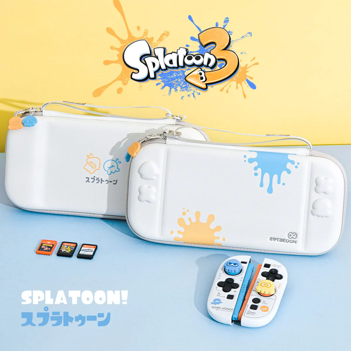 حقيبة تخزين ألعاب Switch2 الأصلية، تخصيص جرافيتي كرتوني بسيط، حقيبة محمولة مضادة للسقوط باللون الأبيض النقي، محيط الرسوم المتحركة #1