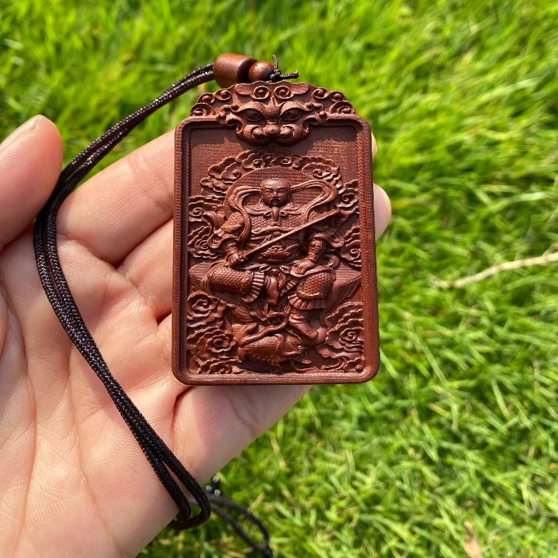 

Вырезанный вручную амулет "Бог грома" из дерева ююбы - Подвеска-ожерелье [требуемый размер]'', даосский талисман Императора Чжэньу