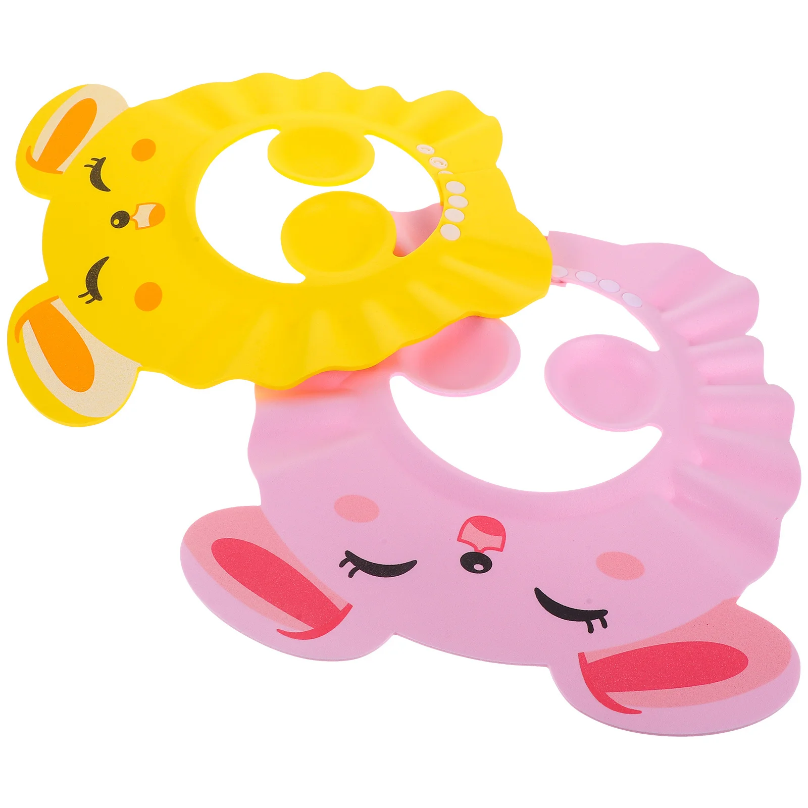 

2 шт. детская шапочка для душа, щиток для мытья волос для малышей, регулируемый размер, милый дизайн, безопасная для плавания и купания, шапочка для шампуня для малышей