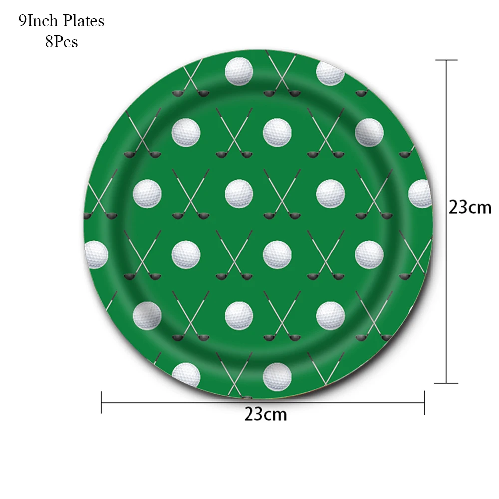 أدوات مائدة للاستعمال مرة واحدة تحت عنوان الجولف للأولاد ، حفلة عيد ميلاد رياضية خضراء ، أطباق ورقية ، أكواب ، منديل ، ديكور