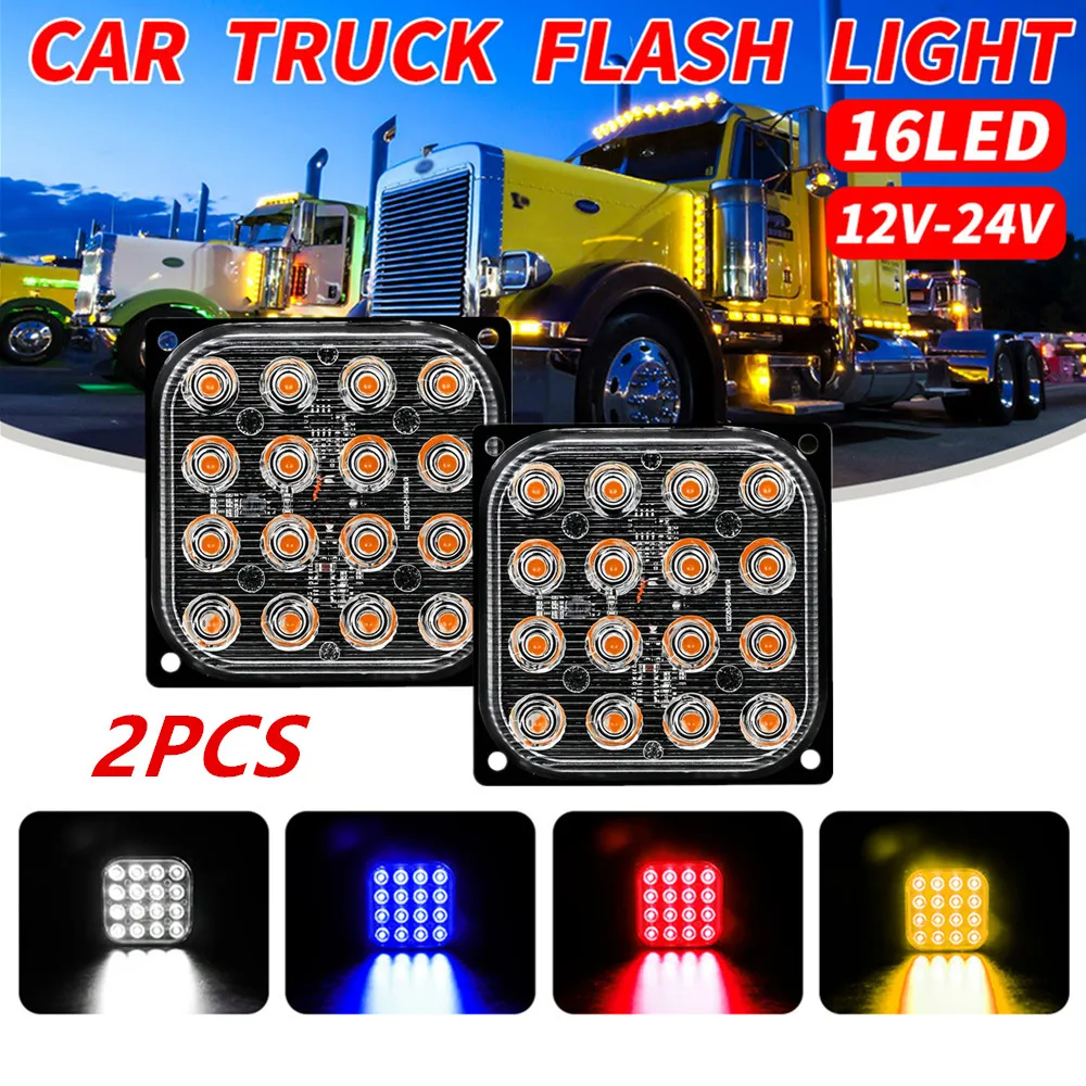 2PCS Car LED Strobe Light Grille Flashing Warning Lamp Car Truck Emergency Indicator Lamp Ultra Thin Flash Signal Light 12-24V