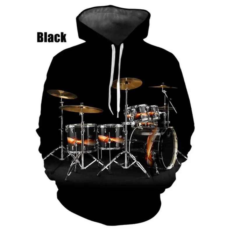 Men/Women Fashion Personality Hooded 2023 Jazz Drum 3D Hoodie Pullover Casual Comfy Sweatshirts