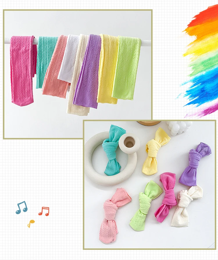 Mehrfarbige Geometrische Belüftete Baby- und Kinderstrümpfe, Lange Anti-Pilling Modische Strümpfe, Dünne Ausgehöhlte Overknee-Socken für Mädchen – Detail 4