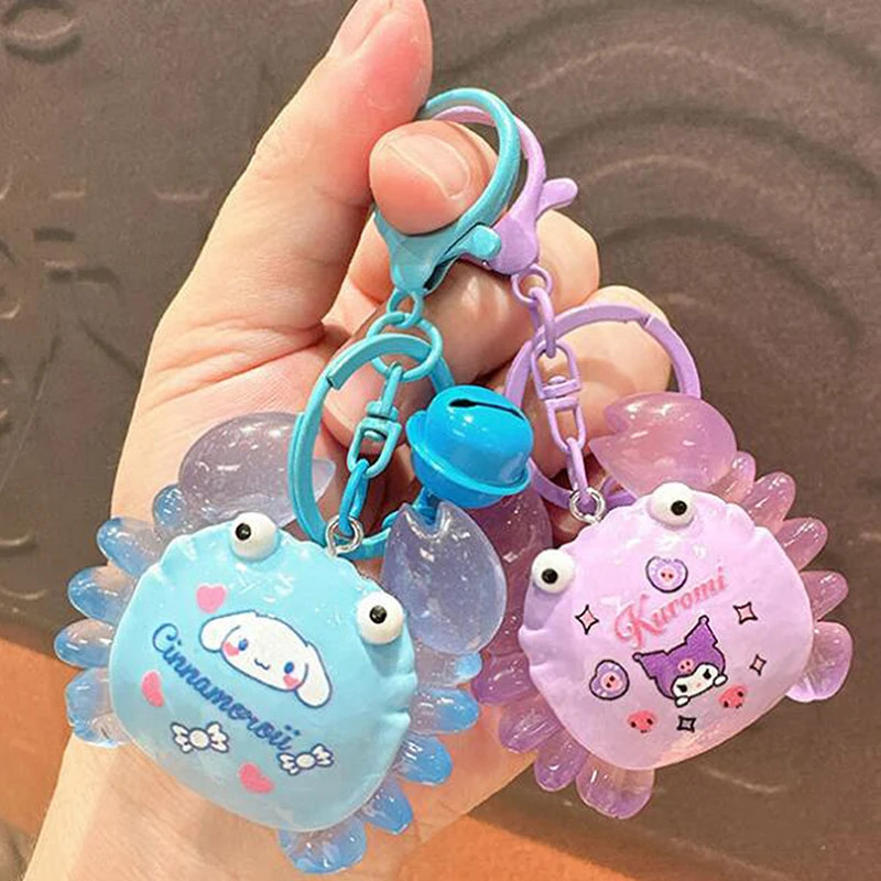 1PC Colorful Luminous Mini Printed Sanrio Kuromi Crab Keychain Backpack Pendant Car Hanging Gift Glowing Crab DIY Decoration