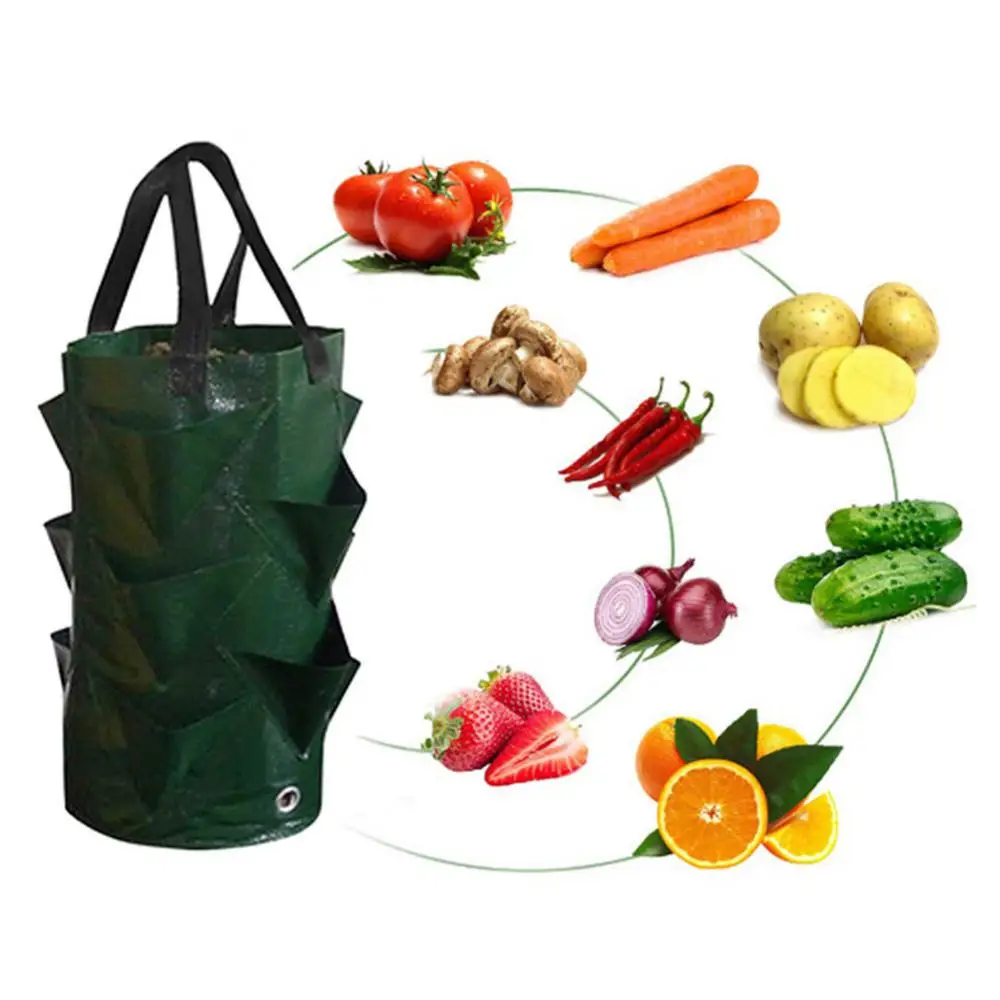 Reusable Planter Pot PE Growing Bags For Vegetable Flower Outdoor Planting Bag Hanging Strawberry Potato Flower Planter Bag