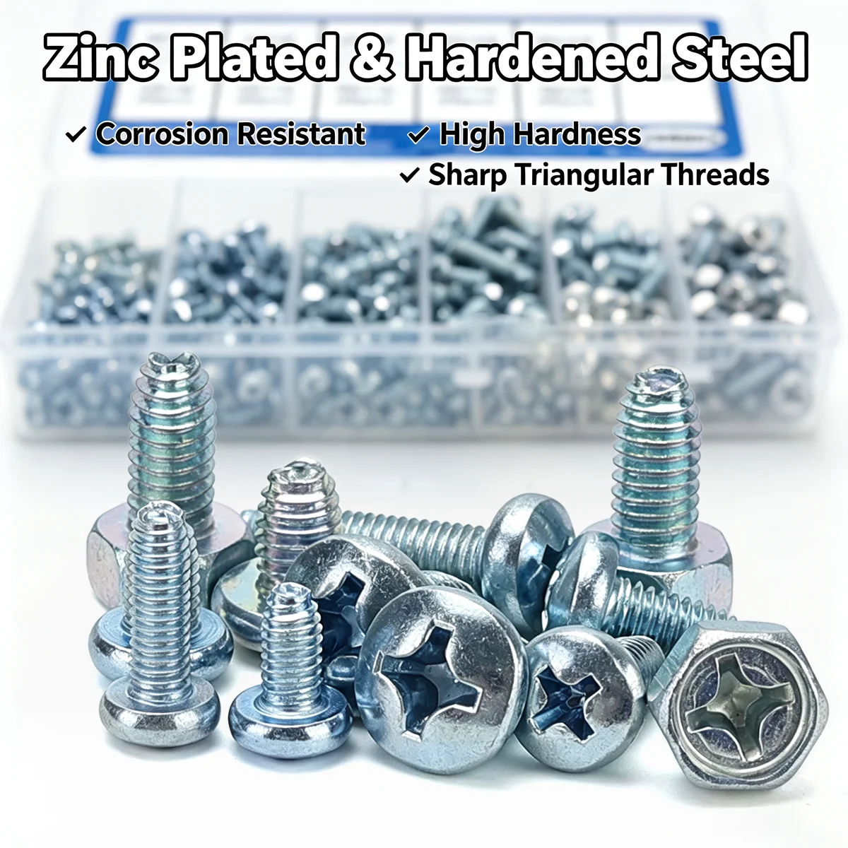 320pcs Triangular thread self-tapping screws, self-locking screws, Phillips head pan head triangular thread self-tapping screws.