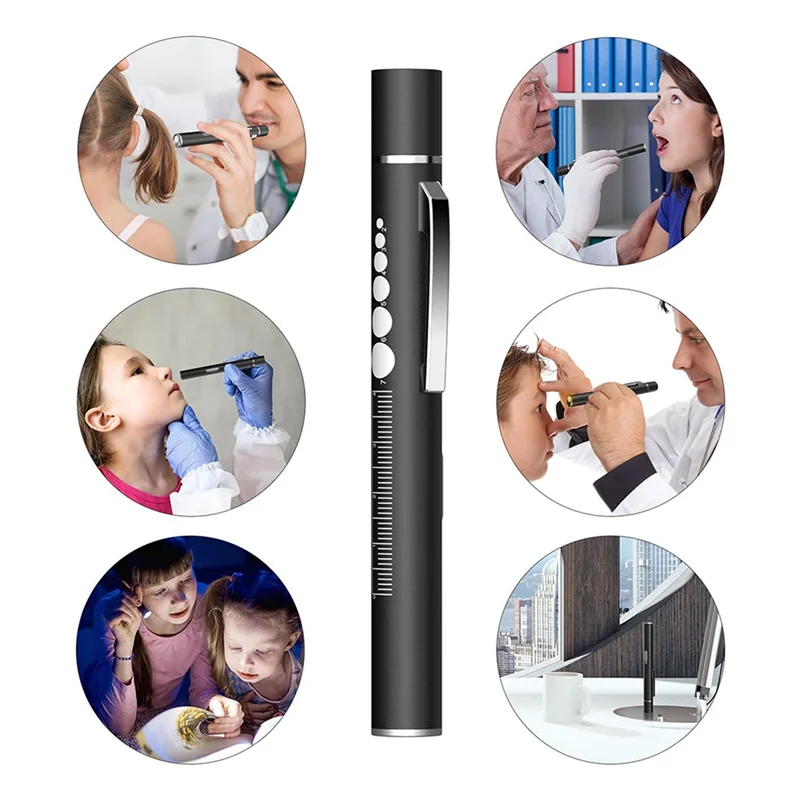 

AB46-6 Rechargeable Penlights With Pupil Gauge & Ruler, LED Pen Lights For Nurses Doctors, Warm/White Light, Black