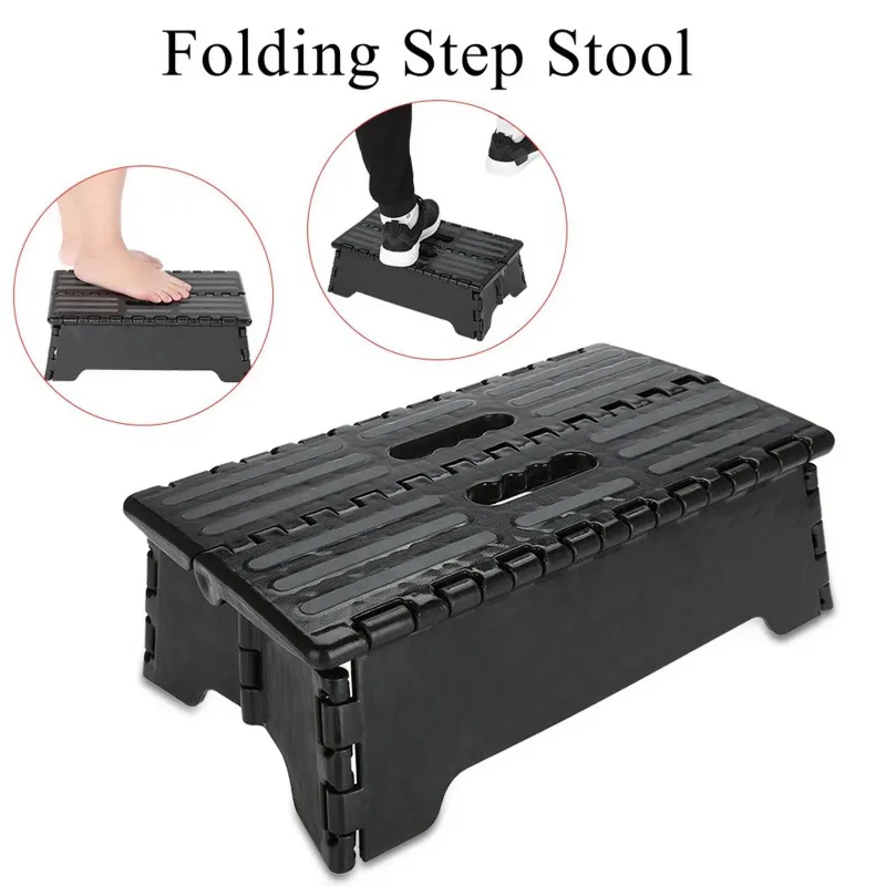 Portable Folding Step Stool Black Step Ladder for Elderly Pregnant Bathroom Travel Use Elderly Step