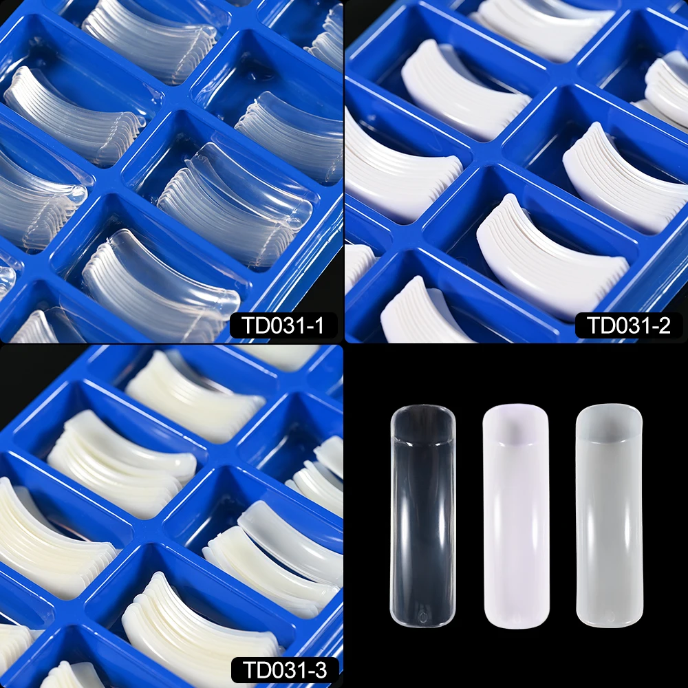 100 Teile/schachtel Gebogene Bogen Halbe Abdeckung Nail art Acryl Künstliche Falsche Nagel 10 Größen Drücken Sie auf Sarg Nagel Tipps Maniküre Werkzeuge