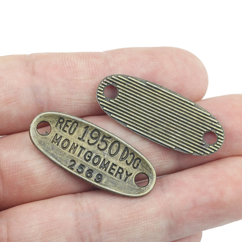 High Quality 20 Pieces/Lot 33mm*13mm Antique Bronze Words Tags Charms For Bracelets