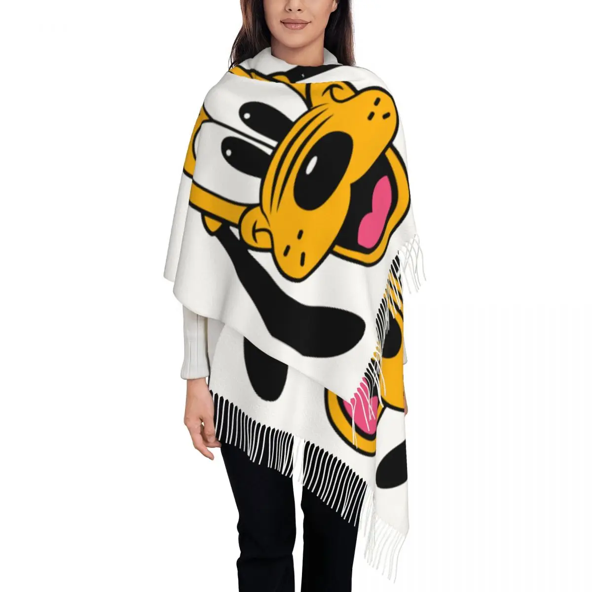 

Custom Lady Large Pluto Dog Pet Mickey Mouse Scarves Women Winter Fall Thick Warm Tassel Shawl Wrap Scarf