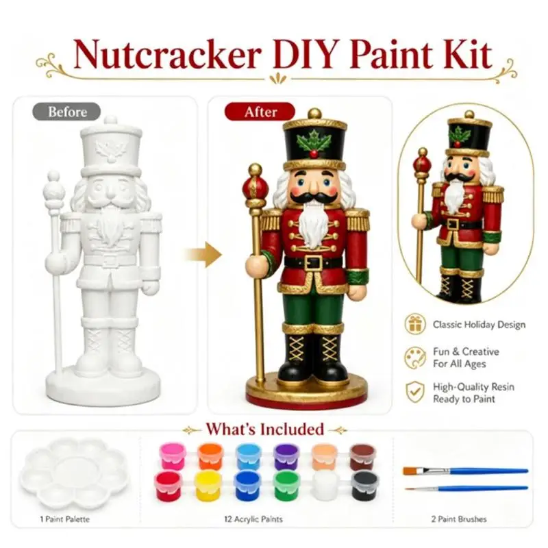 DIY Christmas Santa Claus/Snowman/Deer Plaster Figurine Painting Kit Kids Graffiti Paint Set Toys Holiday Keepsake Gift Ornamen