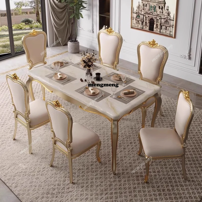 

Элитный обеденный стол и стулья из дерева и мрамора для мероприятий и вечеринок, мебель для гостиной и столовой (Mesa Para Comedor)