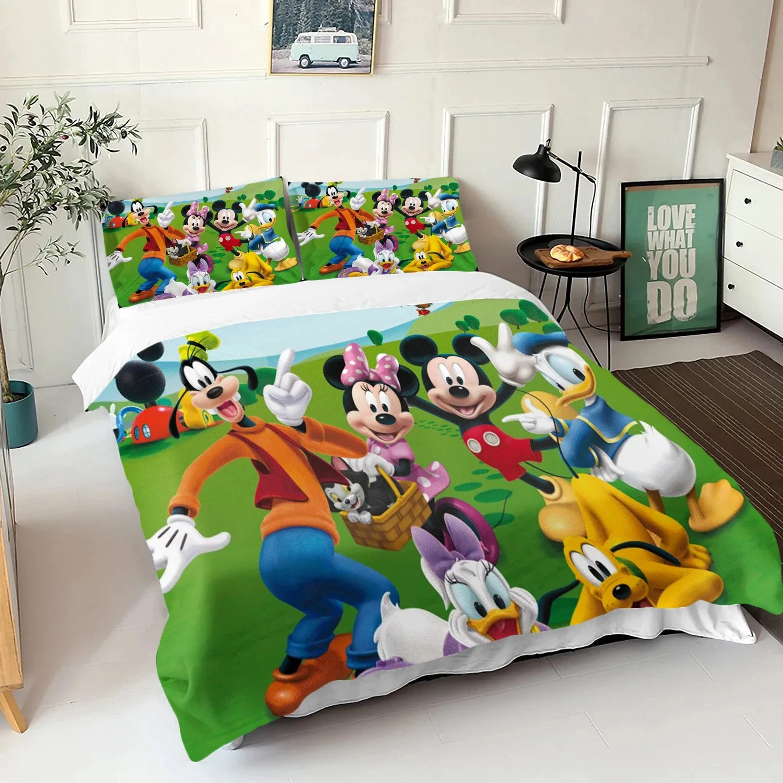 Imagem -02 - Disney Mickey Mouse Capa de Edredão e Fronha Queen And Double Bed Cover Home Room And Bedding Grupo Presente para Meninos e Meninas