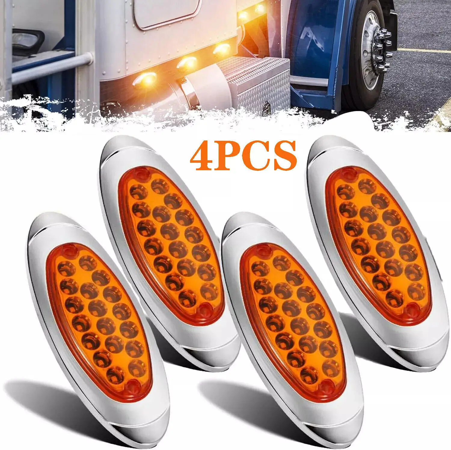 

4 шт., 18 светодиодов, хромированный боковой габаритный фонарь для грузовика, 12-24 В, светодиодный габаритный фонарь для грузовика, каравана, прицепа, универсальные аксессуары