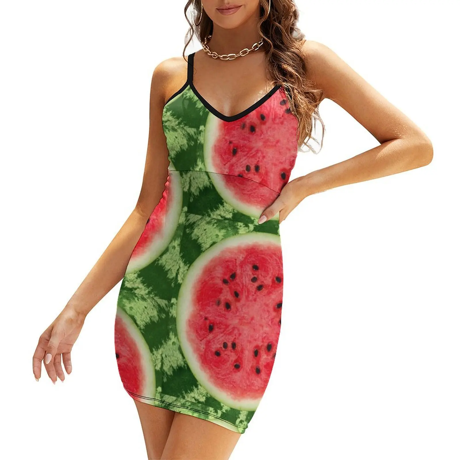 

Tutti Frutti Watermelon Slice Sling Dress Aesthetic clothing bandage dress Bridesmaid dress woman women's evening dresses