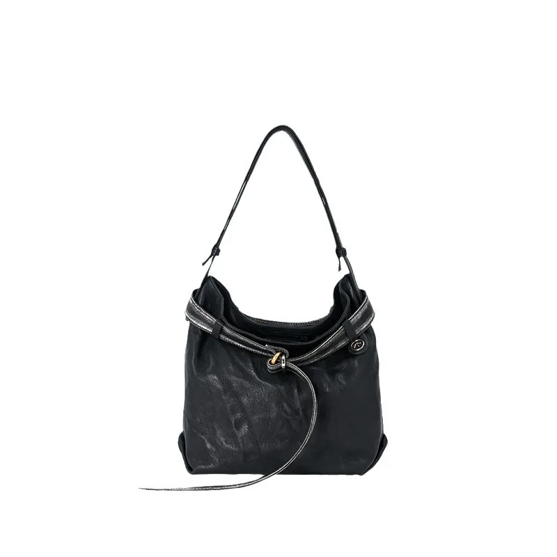 GROTTO Fashion 2025 New Luxury Wanderlust Bag Small Size Genuine Leather Tote Crossbody Shoulder Bag with Wide Shoulder Strap