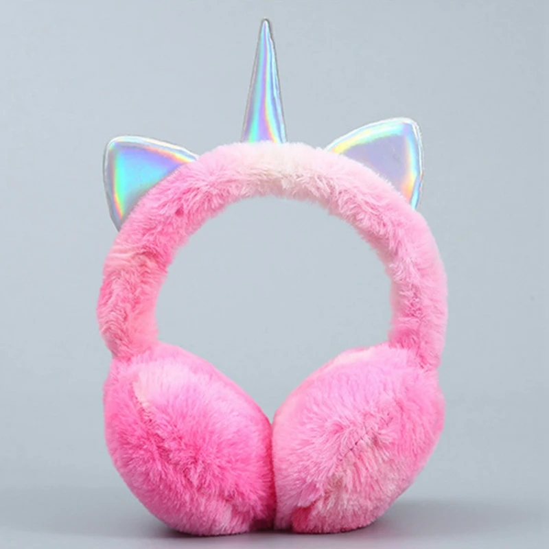 Cute Unicorn Earmuffs Ear Muffs Women Kids Lovely Cat Ears Warmer Plush Headband Fur Headphones Winter Cycling Fluffy Earflap