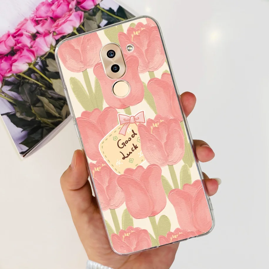 For Honor 6X Case BLN-AL10 BLL-L22 BLN-L21 Cover Fashion Flower Clear Silicone Soft Funda For Huawei Mate 9 Lite GR5 2017 Bumper