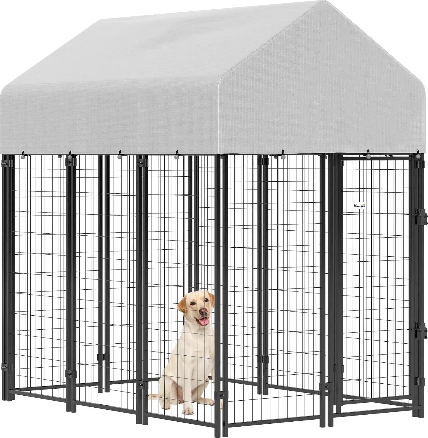 Heavy Duty Welded Wire Dog Kennel with Roof, Escape-Proof Lock, UV & Waterproof Cover, for Dogs & Poultry, 6x4x6ft, Customized