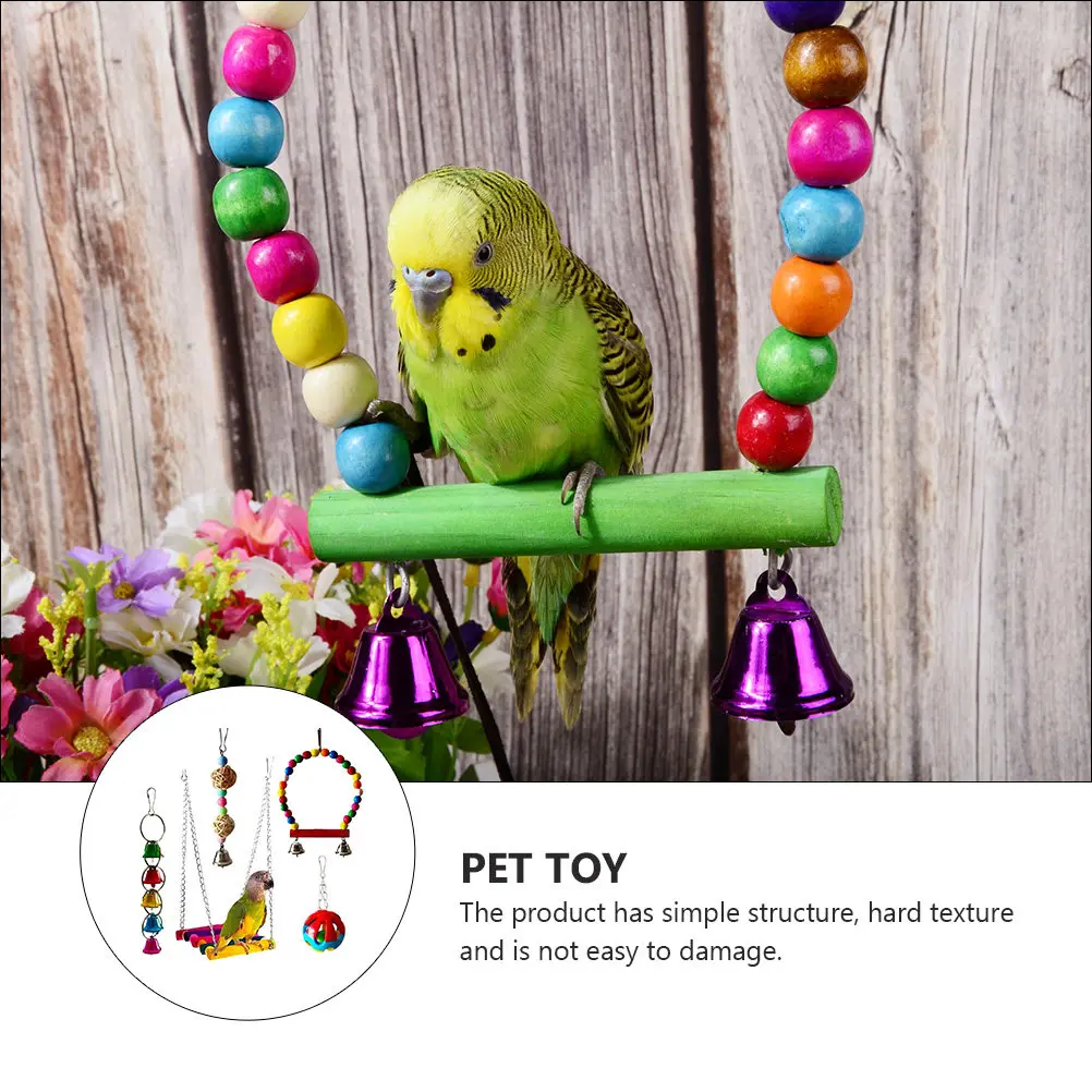 5 pcs Bird Perch Cage Parrot Chewing Hanging Halloween Christmas New Year Bird Chewing Set Bird Set Birds Set Bite
