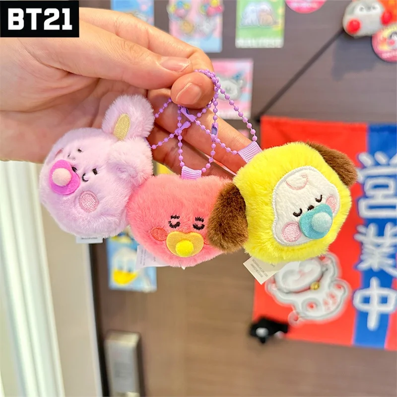 New 8Cm Bt21 Popular Anime Kawaii Cooky Koya RJ Mini Plush Keychain Pendant Baby Pacifier Plush Doll Bag Pendant Ornament Gift