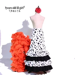 7yearsoldlilgirl Spanish Flamenco Bata Skirt With A Tailcoat And A Can Can Inside For Women performance Costumes CWQ37