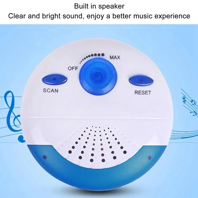 New Waterproof Shower Radio, Mini Portable FM Radio Built In Speaker For Bathroom Kitchen, Boating, Hiking, Shower Speaker