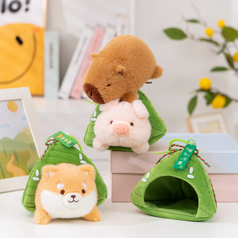 

Zongzi Plush Toys Adorably Capybara Pig Shiba Inu Stuffed Doll Backpack Pendant Keychain Decor Toys Dragon Boat Festival Gifts