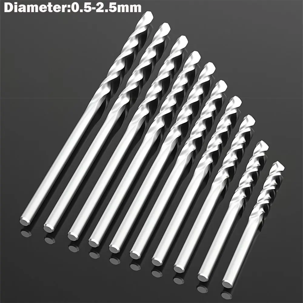 10 Buah Set Mata Bor Putar HSS 0.5-2.5Mm untuk Alat Putar Dremel Set Mata Bor Mini Batang Lurus Peralatan Tangan