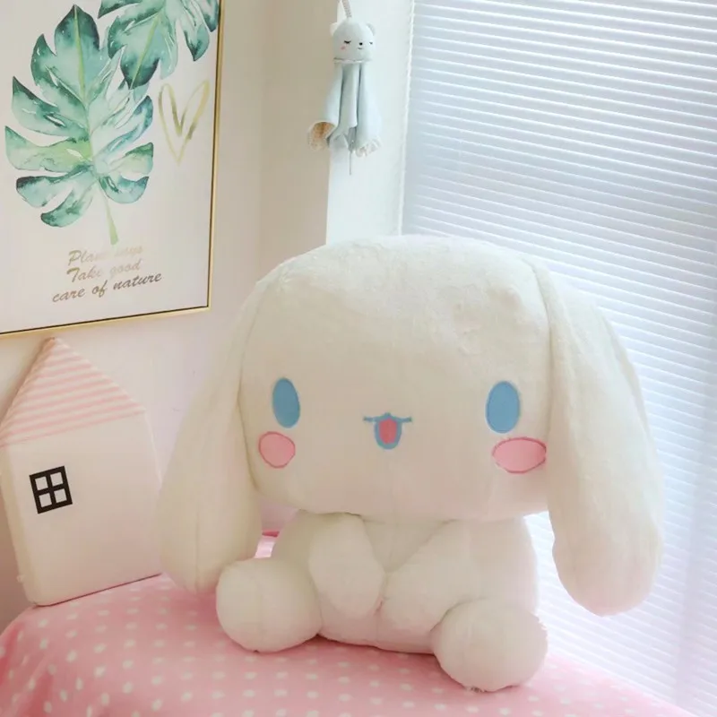 Sanrio dos desenhos animados anime figura japonês bonito cinnamoroll cão de orelhas grandes grande pelúcia sentado boneca travesseiro brinquedos crianças presente aniversário