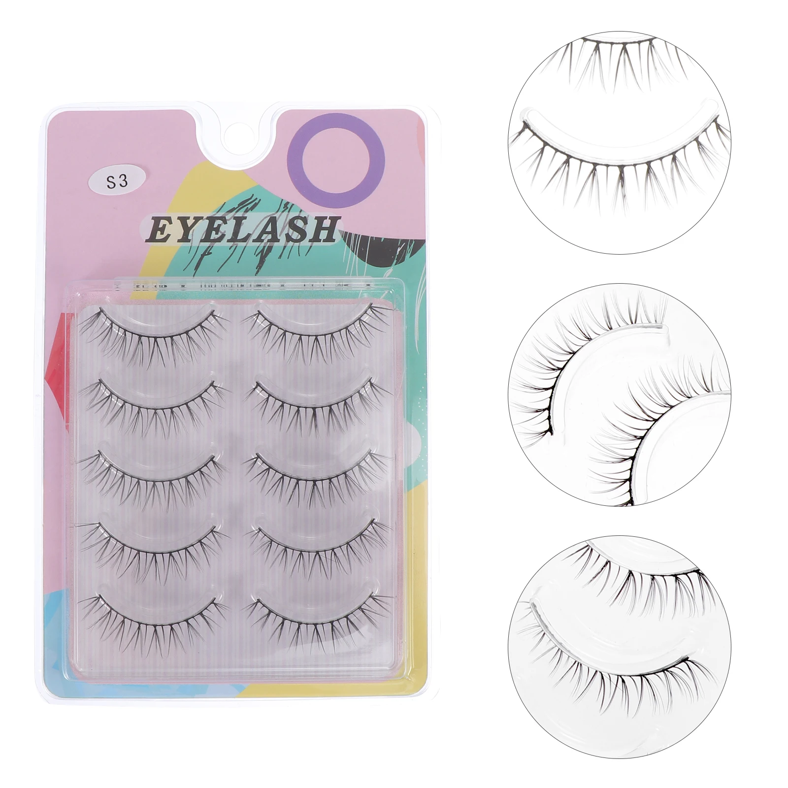 

5 Pairs 3D Tapered Artificial Eyelashes Dense Waterproof Fake Lashes For Women Natural Curly Makeup Tools Eye