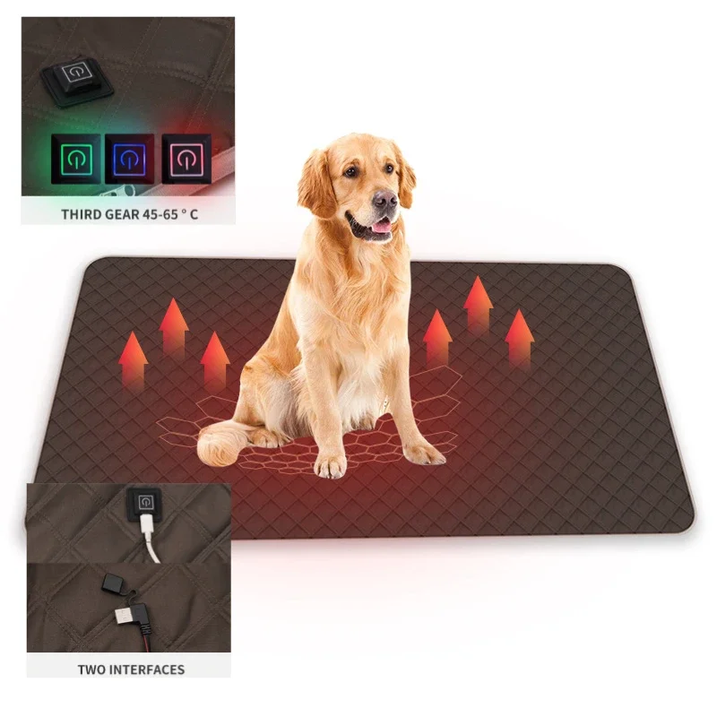 2026 New Autumn Winter Waterproof Pet Smart Heating Pad Plug In Safe Warm USB Type C Two Plugs Available