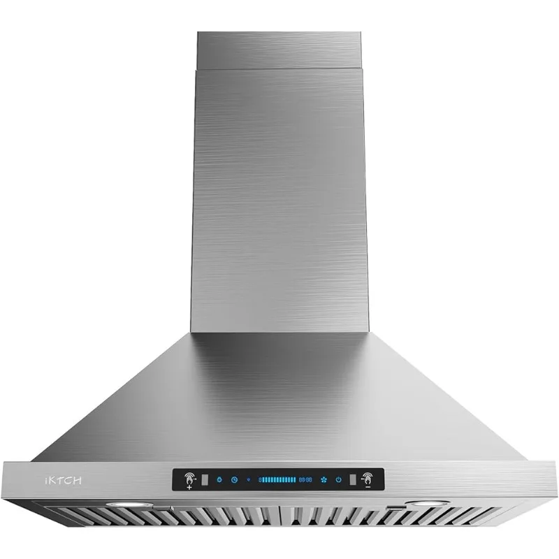 IKTCH 36-inch Wall Mount Range Hood 900 CFM Ducted/Ductless Convertible, Kitchen Chimney Vent Stainless Steel(IKP02-36'')